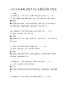 2025年城乡规划与管理实务模拟考试及答案