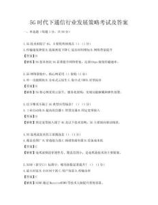 5G时代下通信行业发展策略考试及答案