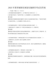 2025年新型城镇化规划实施路径考试及答案
