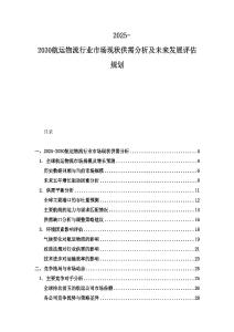 2025-2030航運物流行業市場現狀供需分析及未來發展評估規劃