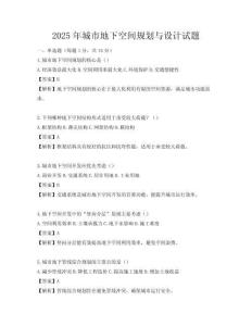 2025年城市地下空间规划与设计试题