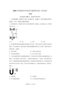 2026年高考河北卷物理高考真題（網絡 收集版）【含解析】