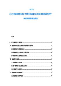 2025-2030全球新材料高分子材料合成技术分析及性能改善中的产业投资发展评估报告