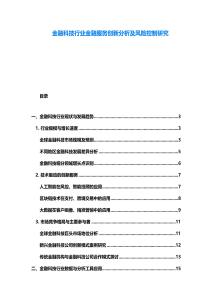 金融科技行业金融服务创新分析及风险控制研究