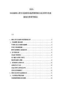 2025-2030南岐山茶文化旅游市场供需茶园古法及茶艺电竞规划分析研究报告