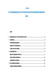 2025-2030捷克制造业生产协作体系优化研究及效率提升策略评估文献