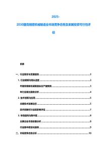 2025-2030捷克精密機械制造業市場競爭態勢及發展投資可行性評估