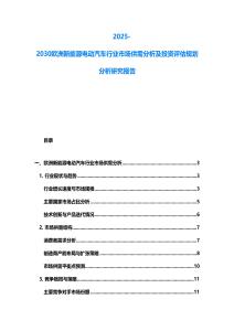 2025-2030歐洲新能源電動汽車行業市場供需分析及投資評估規劃分析研究報告