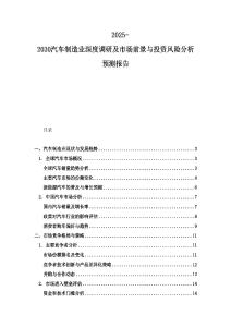 2025-2030汽車制造業深度調研及市場前景與投資風險分析預測報告