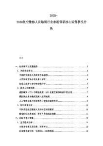 2025-2030航空维修人员培训行业市场调研核心运营状况分析