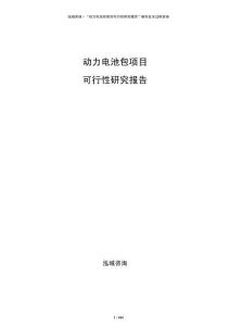 動力電池包項目可行性研究報告