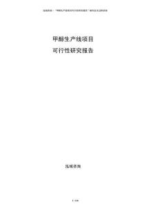 甲醇生產線項目可行性研究報告