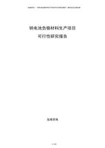 鈉電池負極材料生產(chǎn)項目可行性研究報告