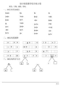 幼小衔接数学综合练习题卷