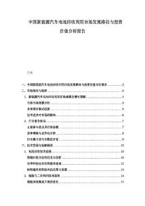 中国新能源汽车电池回收利用市场发展路径与投资价值分析报告