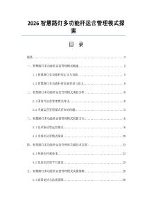 2026智慧路灯多功能杆运营管理模式探索