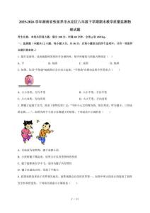2025-2026学年湖南省张家界市永定区八年级下学期期末教学质量监测物理试题-附答案