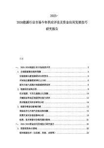 2025-2030能源行業(yè)市場今年供應(yīng)評估及資金應(yīng)用發(fā)展技巧研究報(bào)告