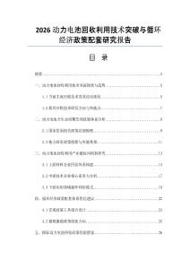 2026动力电池回收利用技术突破与循环经济政策配套研究报告