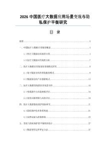 2026中国医疗大数据应用场景变现与隐私保护平衡研究