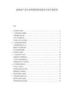 潤滑油產(chǎn)品生命周期管理及新品開發(fā)節(jié)奏優(yōu)化