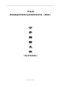 中医院胃肠镜镜子保修及彩超保修项目（重招）招标文件