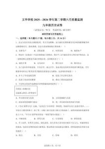 2026年廣東省深圳市南山外國語學校（集團）文華學校九年級6月階段質量檢測歷史試題（含答案）