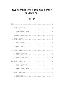 2026綜合性商業(yè)項目建設(shè)運營與管理方案研究報告
