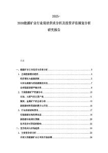 2025-2030能源矿业行业现状供求分析及投资评估规划分析研究报告