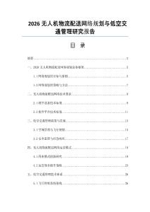 2026无人机物流配送网络规划与低空交通管理研究报告