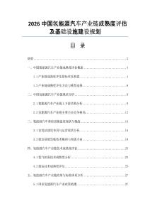 2026中國氫能源汽車產業鏈成熟度評估及基礎設施建設規劃