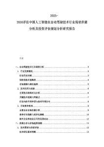 2025-2030評估中國人工智能在自動駕駛技術(shù)行業(yè)現(xiàn)狀供需分析及投資評估規(guī)劃分析研究報告