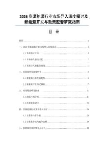 2026資源能源行業(yè)市場(chǎng)導(dǎo)入深度探討及新能源開(kāi)發(fā)與政策配套研究指南