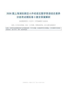 屆上海浦東新區小升初語文數學英語綜合素養分班考試模擬卷3套含答案解析
