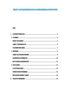 西非矿业开发投资风险评估与环境改善规划分析研究项目