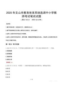 2025年文山市教育体育系统选调中小学教师笔试真题