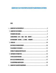 金融科技行业市场供需特点投资评估前景规划分析报告