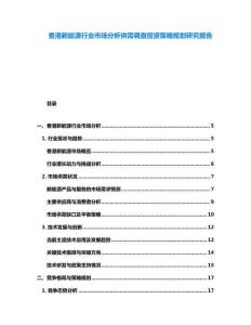 香港新能源行业市场分析供需调查投资策略规划研究报告