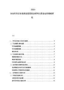2025-2030汽车后市场商业投资机会研判与资金运作策略研究