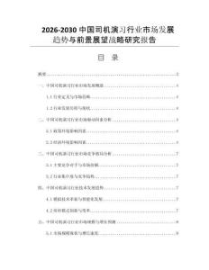 2026-2030中國司機演習行業市場發展趨勢與前景展望戰略研究報告
