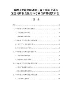 2026-2030中国磷酸三异丁酯行业市场深度调研及发展趋势与投资前景研究报告