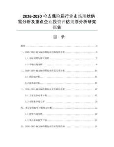 2026-2030槍支保險箱行業市場現狀供需分析及重點企業投資評估規劃分析研究報告
