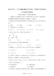 贵州遵义市第十一中学2025-2026学年度第一学期期中质量检测九年级数学试题卷【含答案】