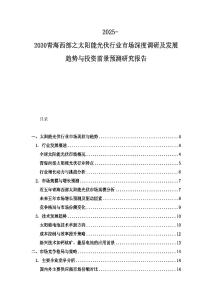 2025-2030青海西部之太阳能光伏行业市场深度调研及发展趋势与投资前景预测研究报告