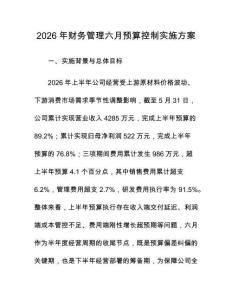2026年财务管理六月预算控制实施方案