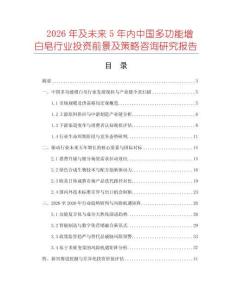 2026年及未來5年內中國多功能增白皂行業投資前景及策略咨詢研究報告
