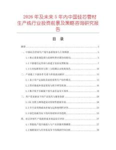 2026年及未来5年内中国硅芯管材生产线行业投资前景及策略咨询研究报告