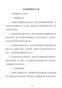 企业预算编制执行方案