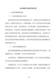 企业战略与成本控制方案