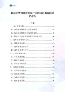 自动化货物装载方案行业跨境出海战略分析报告